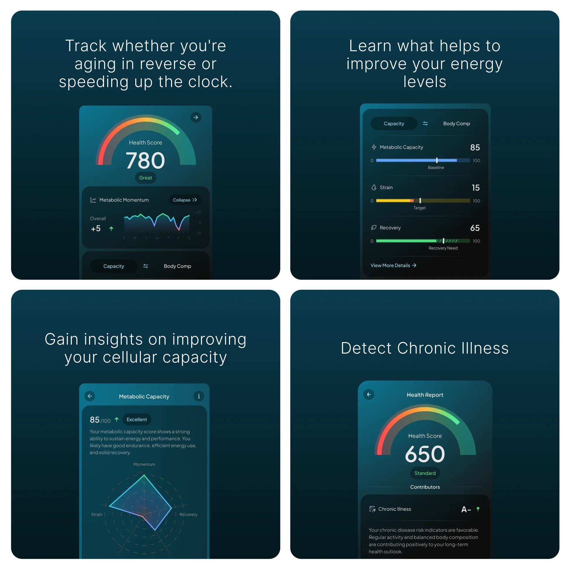 Hume Health app interface showing 15+ body composition metrics dashboard and health tracking